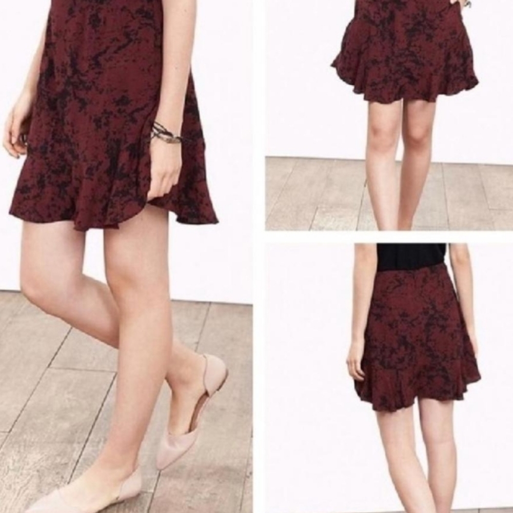 Banana Republic Burgundy/Black Whimsy Goth Fairy Feminine A-line Skirt Size 2